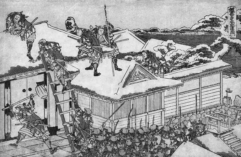 47 ронинов атакуют усадьбу Киры художник Кацусика Хокусай Япония Эдо На - фото 31