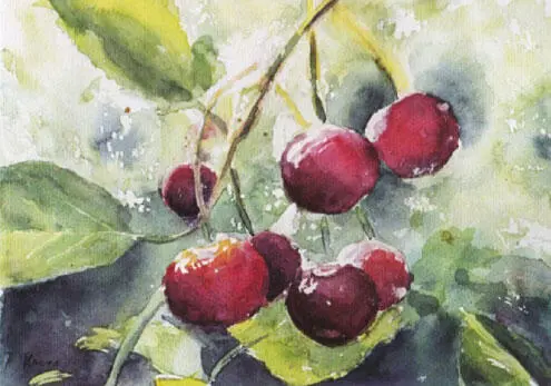 Константин Кокорин Вишнёвый свет Акварель бумага 20 х 30 2015 Светлана - фото 3