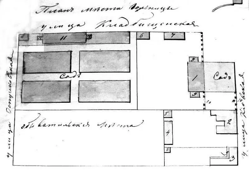 Пояснение к плану 1858 года 1 Каменный 3хэтажный корпус мужской больницы 2 - фото 46