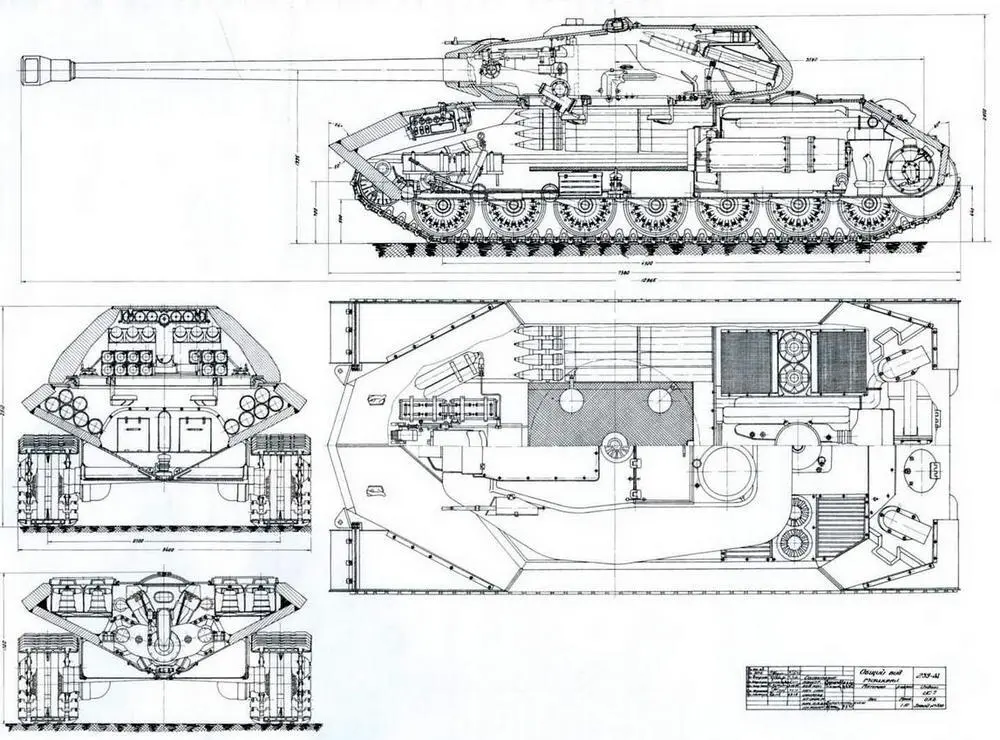 Эскизный проект танка ИС7 Объект 259 Общий вид машины с - фото 134