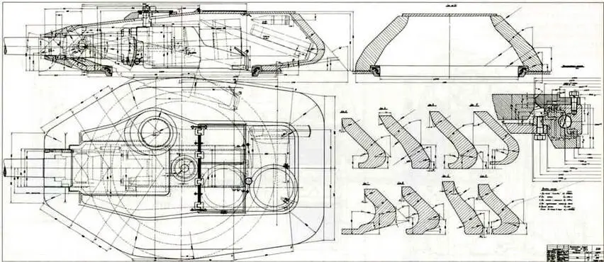 Компоновка башни танка ИС7 Объект 258 с пушкой калибра 130 мм ОКБ завода - фото 135