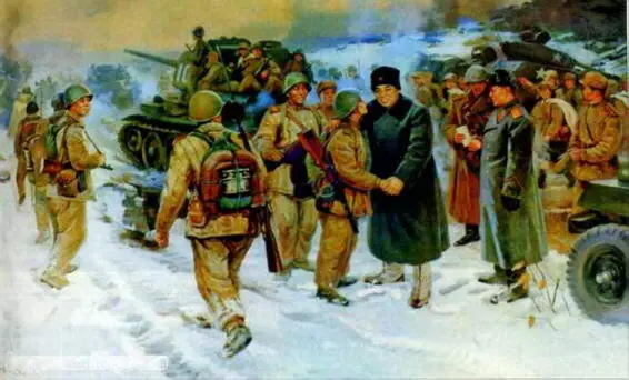 Вверху картина Фронтовая дорога Ким Ир Сен беседует с бойцами во время - фото 111
