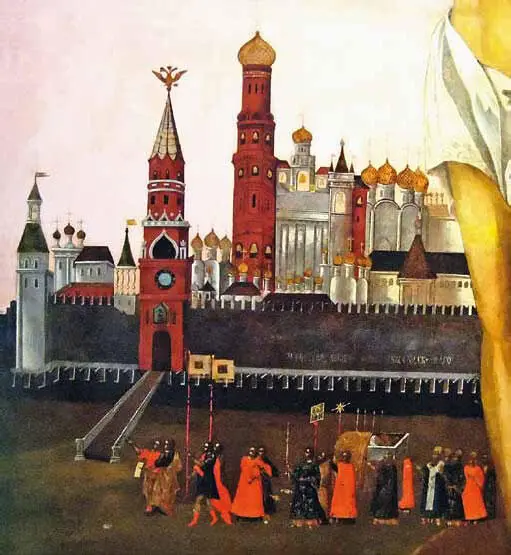 На иконе XVIII в колокольня Ивана Великого построенная в память о нем - фото 11