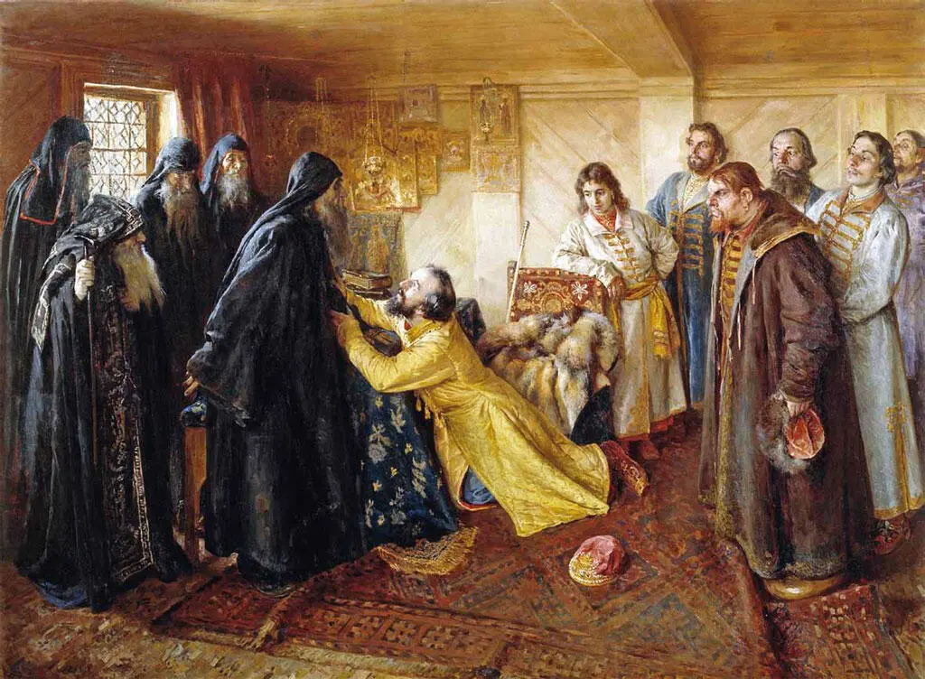 Царь Иван Грозный просит игумена Корнилия постричь его в монахи Художник - фото 15