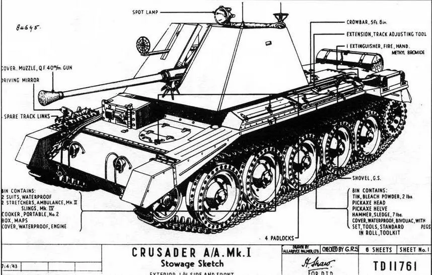 Схема размещения ЗИП и снаряжения на зенитной самоходной установке Crusader AAI - фото 48