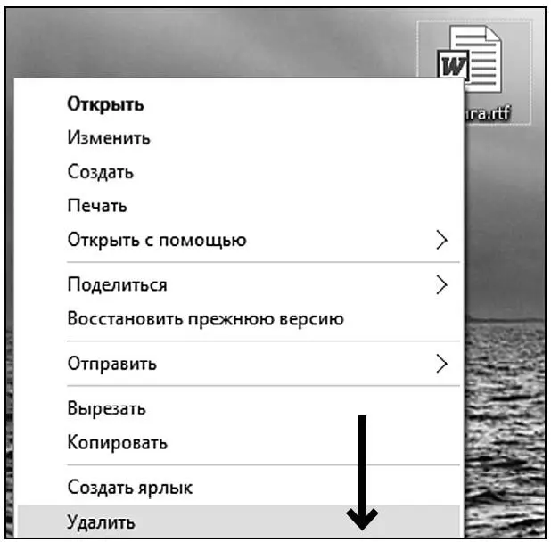 3 В открывшемся контекстном меню выбрать строку Удалить Файл переместится в - фото 73