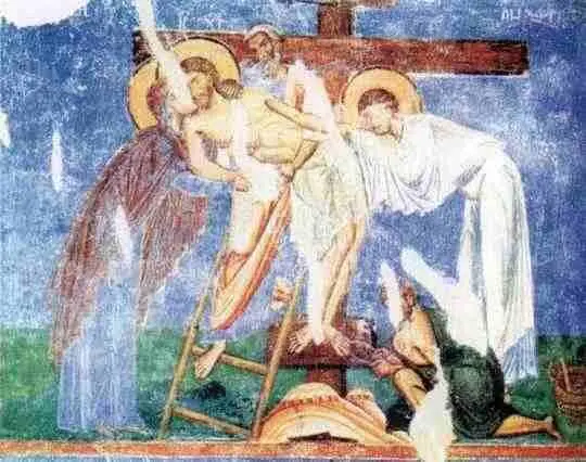Снятие с креста Фреска из монастыря Нерези Македония 1164 г Святой - фото 323