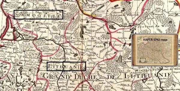 На карте 1742 года ВКЛ Grand Duche de Lithuanie Литва Lithuanie в том - фото 35