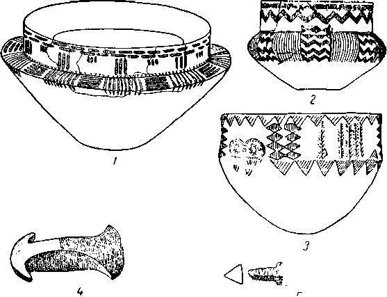 Рис 91 Керамика 17 14 двойные топоры 14 и наконечники стрел из - фото 82