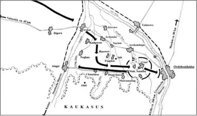 Детальная карта боев за Орджоникидзе в ноябре декабре 1942 года 3й батальон - фото 179