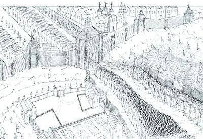 Сретенские ворота Земляного города в Москве Миниатюра из рукописной книги - фото 69