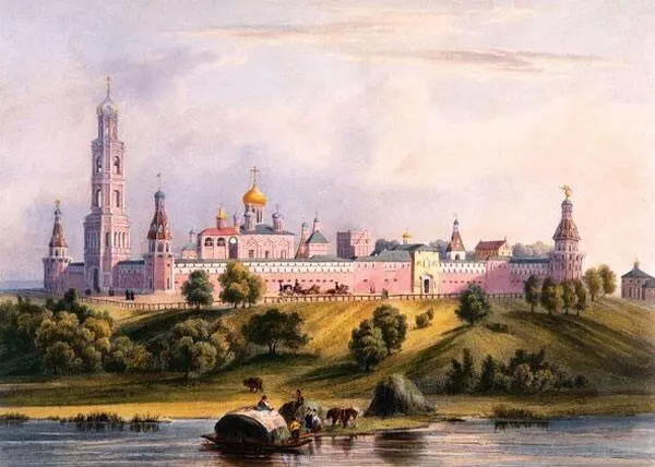 Симонов монастырь в Москве Литография XIX века На монастырском кладбище - фото 15