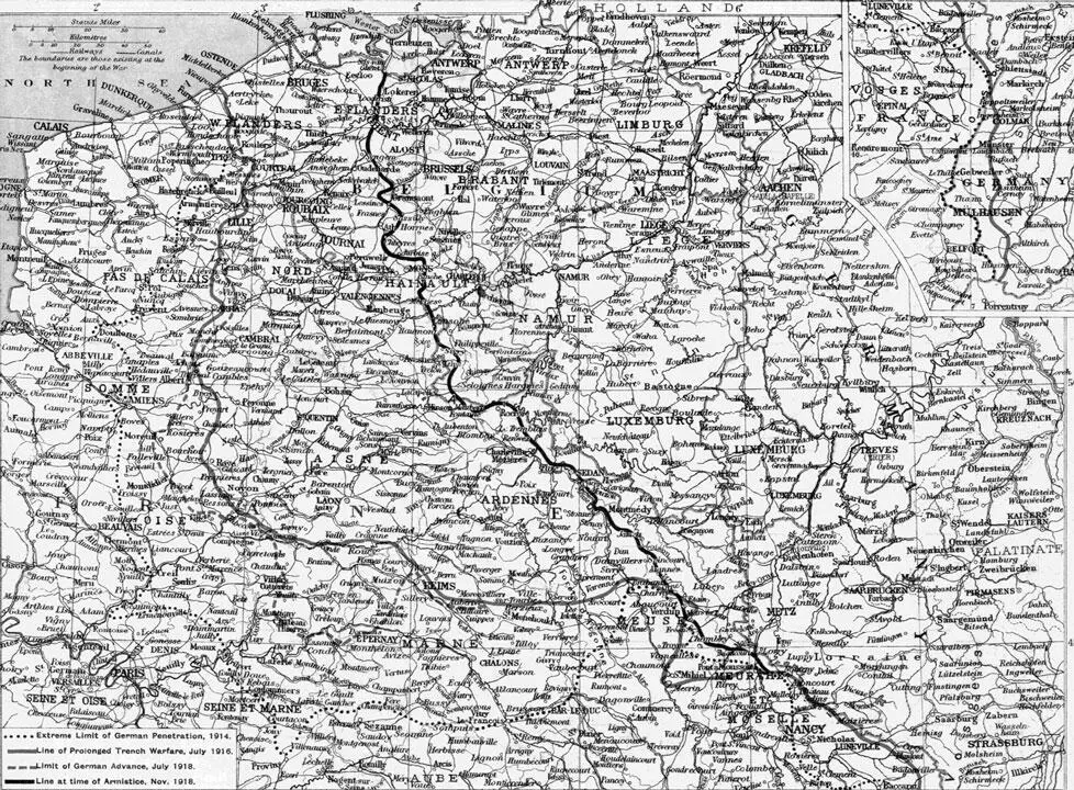 Карта Западного театра военных действий Реки схвачены крепостями На Маасе - фото 14