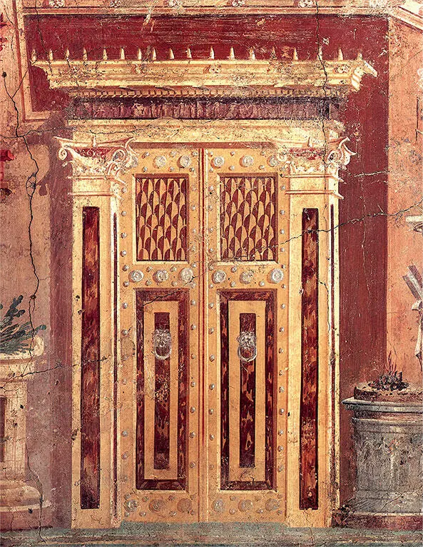 Деталь фресковой росписи стен спальни кубикулума с виллы в Боскореале с - фото 2