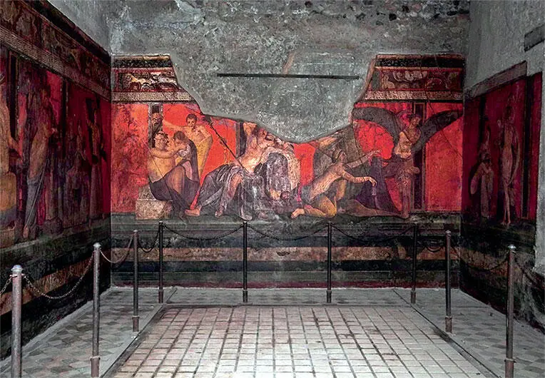 Пиршественный зал триклиний на вилле Мистерий в Помпеях I в до н э I в - фото 4