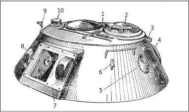 Башня танка ПТ76Б 1 крышка люка башни 2 командирская башенка 3 - фото 53