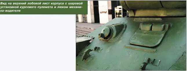 Вид на верхний лобовой лист корпуса с шаровой установкой курсового пулемета и - фото 76