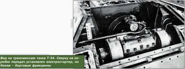 Вид на трансмиссию танка Т34 Сверху на коробке передач установлен - фото 104