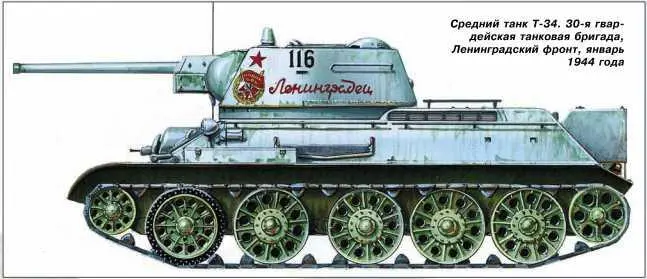 Средний танк Т34 30я гвардейская танковая бригада Ленинградский фронт - фото 181