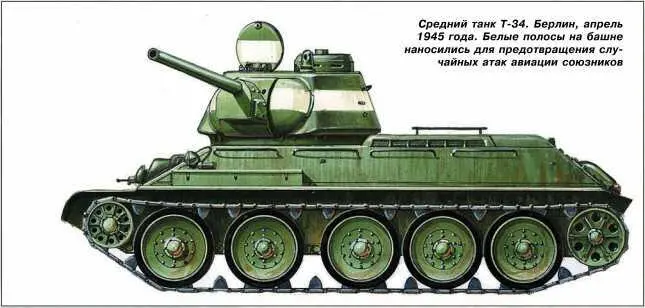 Средний танк Т34 Берлин апрель 1945 года Белые полосы на башне наносились - фото 187