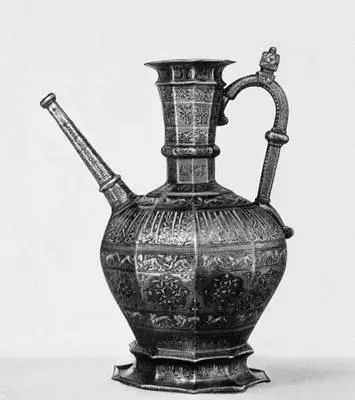 Инкрустированный серебром кувшин из Ирака 1260 Лувр Париж Адам и Ева - фото 177