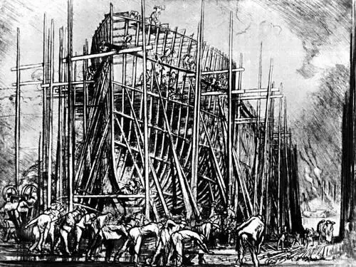 Ф Брэнгвин Постройка корабля Офорт 1912 Брэнд Мона БрэндBrand Мона - фото 231