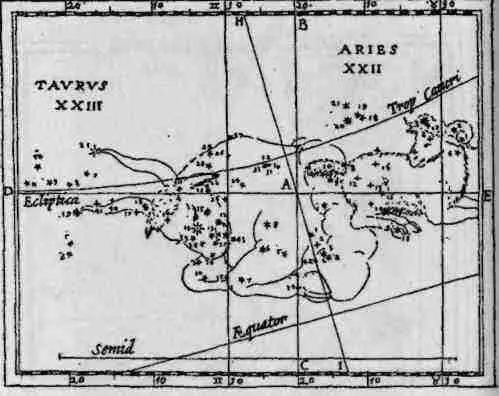 Рис 104 Созвездие Тельца на звездной карте из книги Гринбергера Grienberger - фото 104