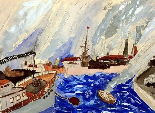 Рисунки детей В порту мальчик 9 лет Детское творчество Одноместный - фото 352