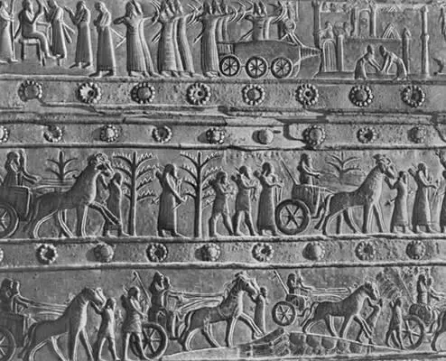 Поход царя Салманасара III в Сирию Фрагмент бронзовой обшивки ворот из дворца - фото 26