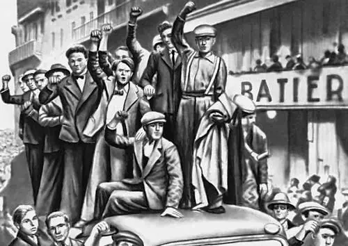 Демонстрация Народного фронта Париж Июль 1936 Франция Сцена из спектакля - фото 166