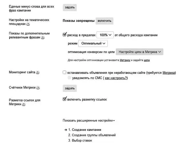 В показах по дополнительным релевантным фразам убираем галочку Минусслова - фото 131