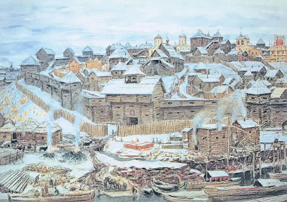 А М Васнецов Московский Кремль при Иване Калите 1921 год Во время своих - фото 91