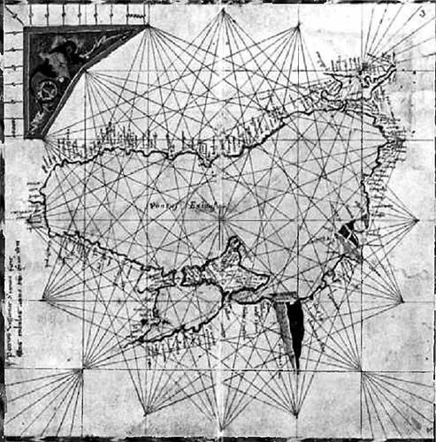 Рис 144 Старая перевернутая карта Черного моря Портолан генуэзца Пьетро - фото 44