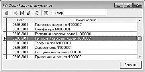 Рис 434Общий журнал документов В данном окне содержится список всех - фото 107