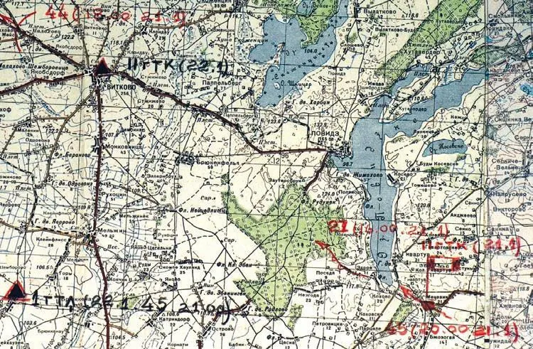 Карта 11 Фрагмент отчетной карты 1й гв ТА за 2122 января 1945 г Карта 12 - фото 712