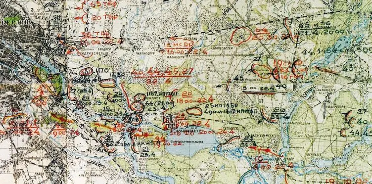 Карта 22 Фрагмент отчетной карты 1й гв ТА за 2324 апреля 1945 г Схема 11 - фото 730