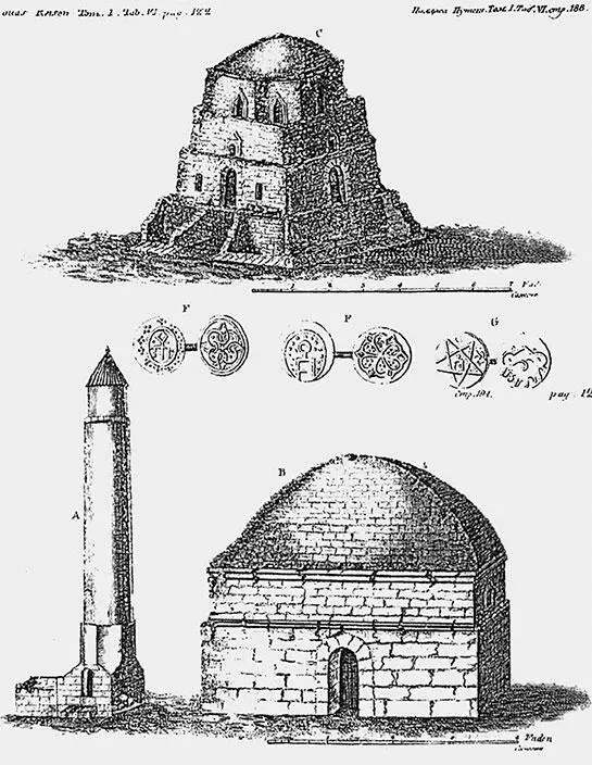 Рис 74 Минарет в Болгаре и Черная палата Ханская усыпальница Рисунок ПС - фото 75