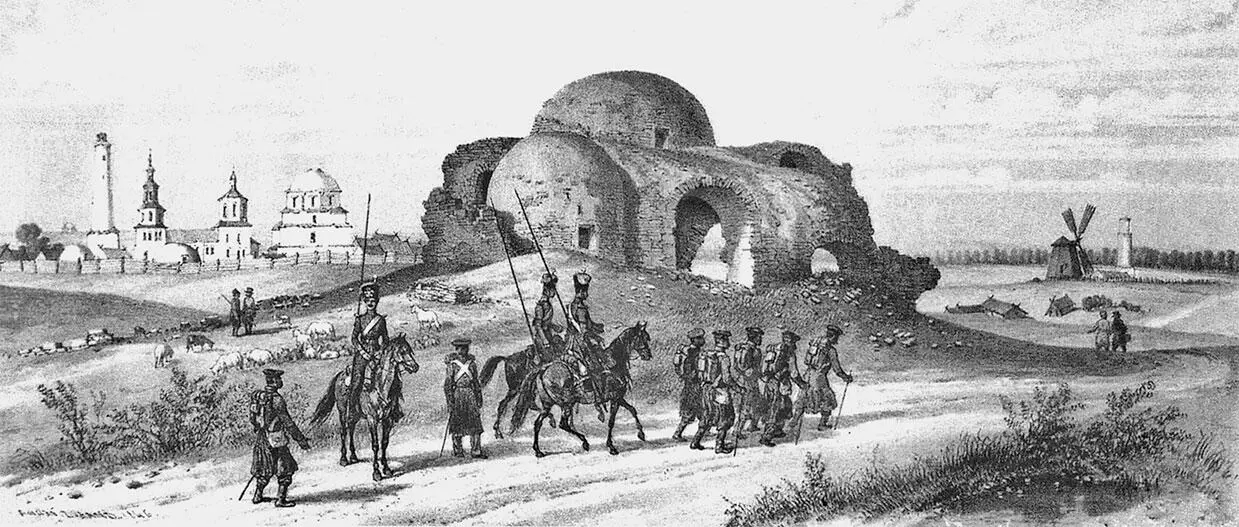 Рис 81 Развалины Болгар древней татарской деревни Дорога в Сибирь Гравюра - фото 83