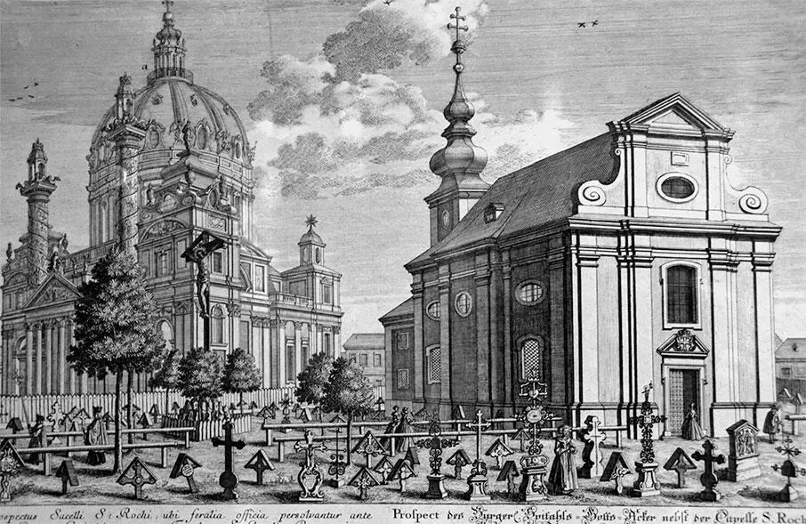Рис 285a Собор Карла в 1737 году Старинная гравюра Salomon Kleiner - фото 295