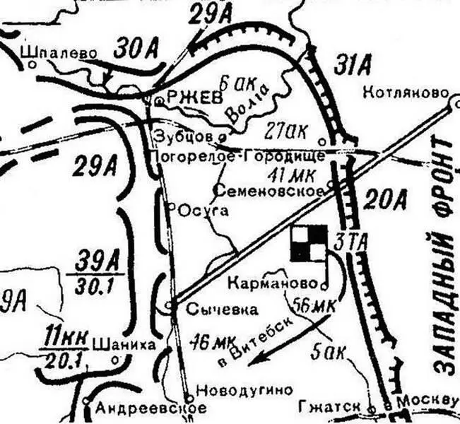 Схема 8 Положение войск сторон в районе Ржева в 20х числах января 1942 г 24 - фото 29