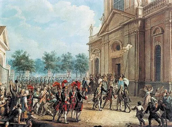 Екатерина II на ступенях Казанского собора 28 июня 1762 г Гравюра 1762 г - фото 22