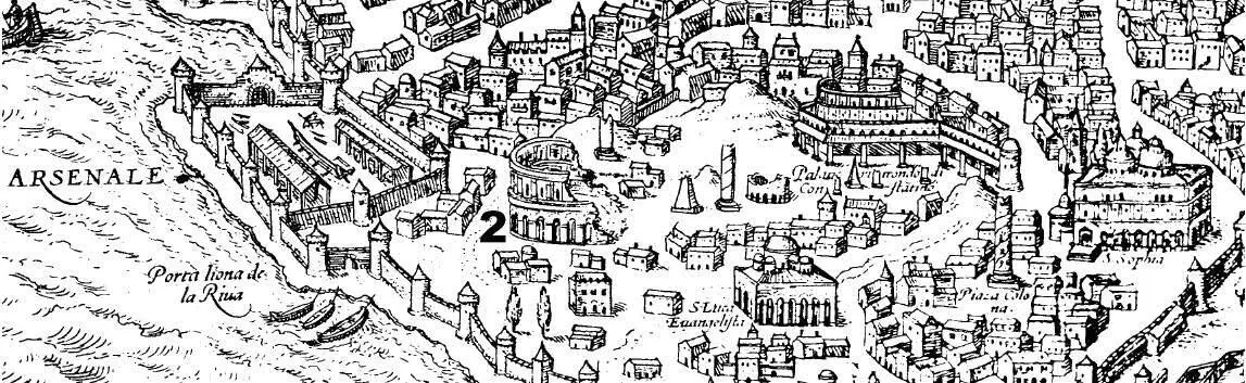 Рис 77 Фрагмент карты Стамбула 1572 года Кроме Колизея в окрестности храма - фото 77