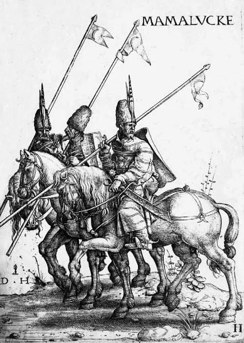 Рис 89 Три мамелюка верхом Старинная гравюра Художник Hopfer Daniel - фото 89