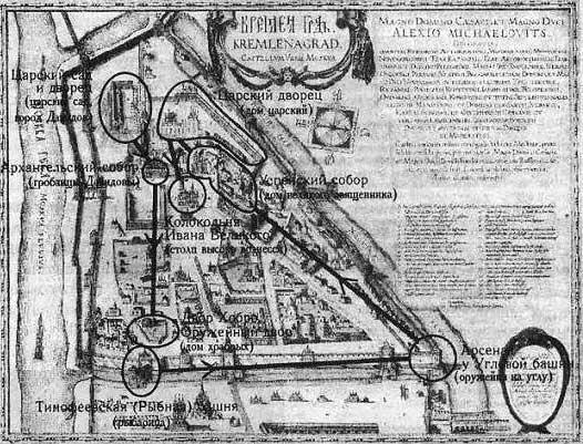 Рис 4106 Траектория движения по Московскому Кремлю библейского автора - фото 204