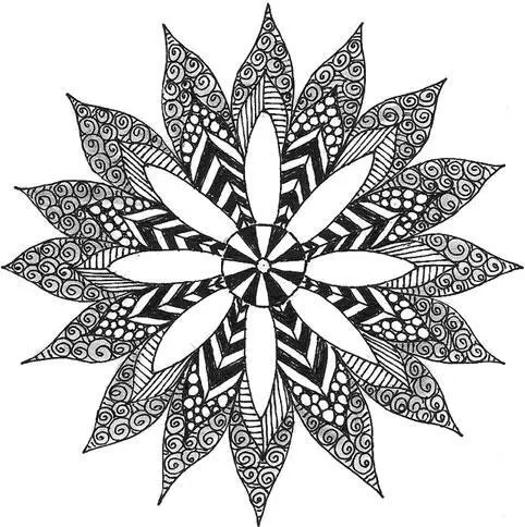 Рис 15 Смешанный узор геометрический и растительный в мандале зентангл - фото 15