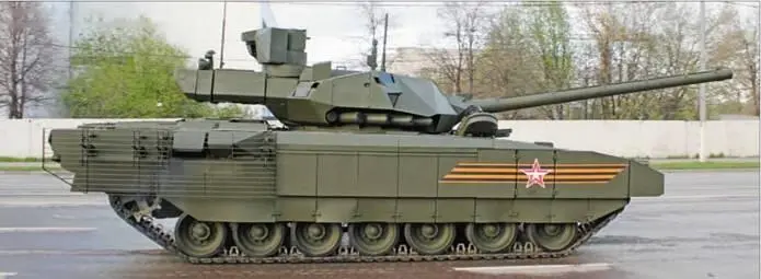 Ходовая часть танка Т14 имеет по семь опорных катков на каждый борт По - фото 36