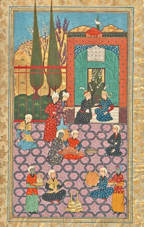 Шапур посещает Ширин Миниатюра Хамсе Низами Хосров у дворца Ширин - фото 144