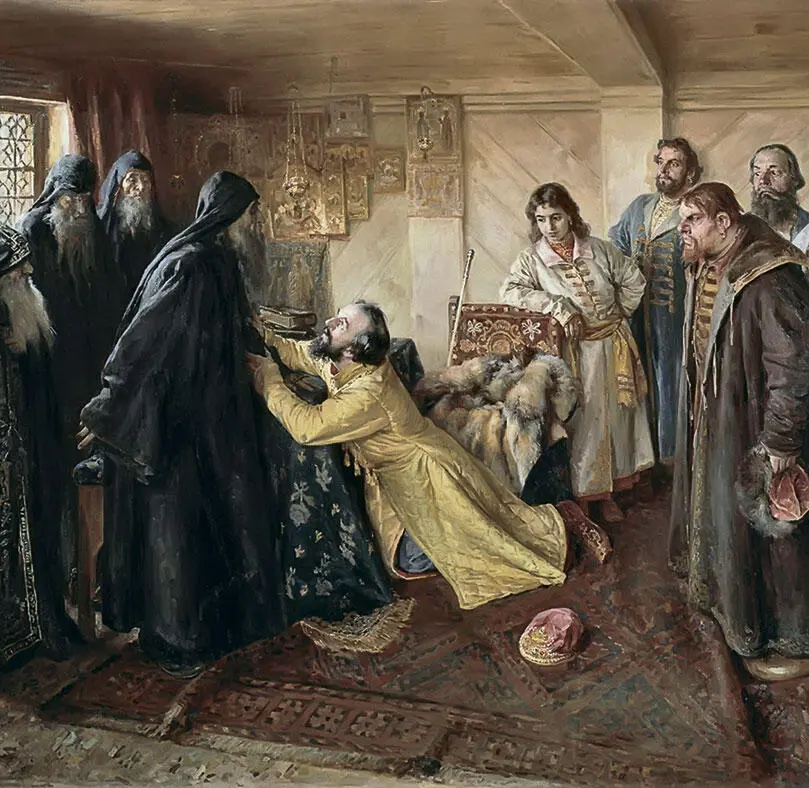 Иван Грозный выпрашивает у КириллоБелозерского игумена благословения на - фото 62