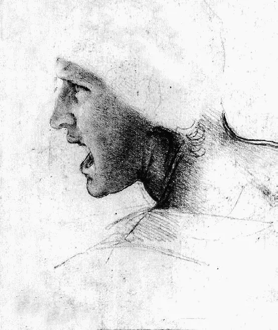 Леонардо да Винчи Эскиз для фрески Битва при Ангиари Рисунок кричащего - фото 10