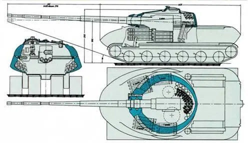 Установка АК Стрела с длиной ствола 7870 мм в танке Объект 279 с измененной - фото 130